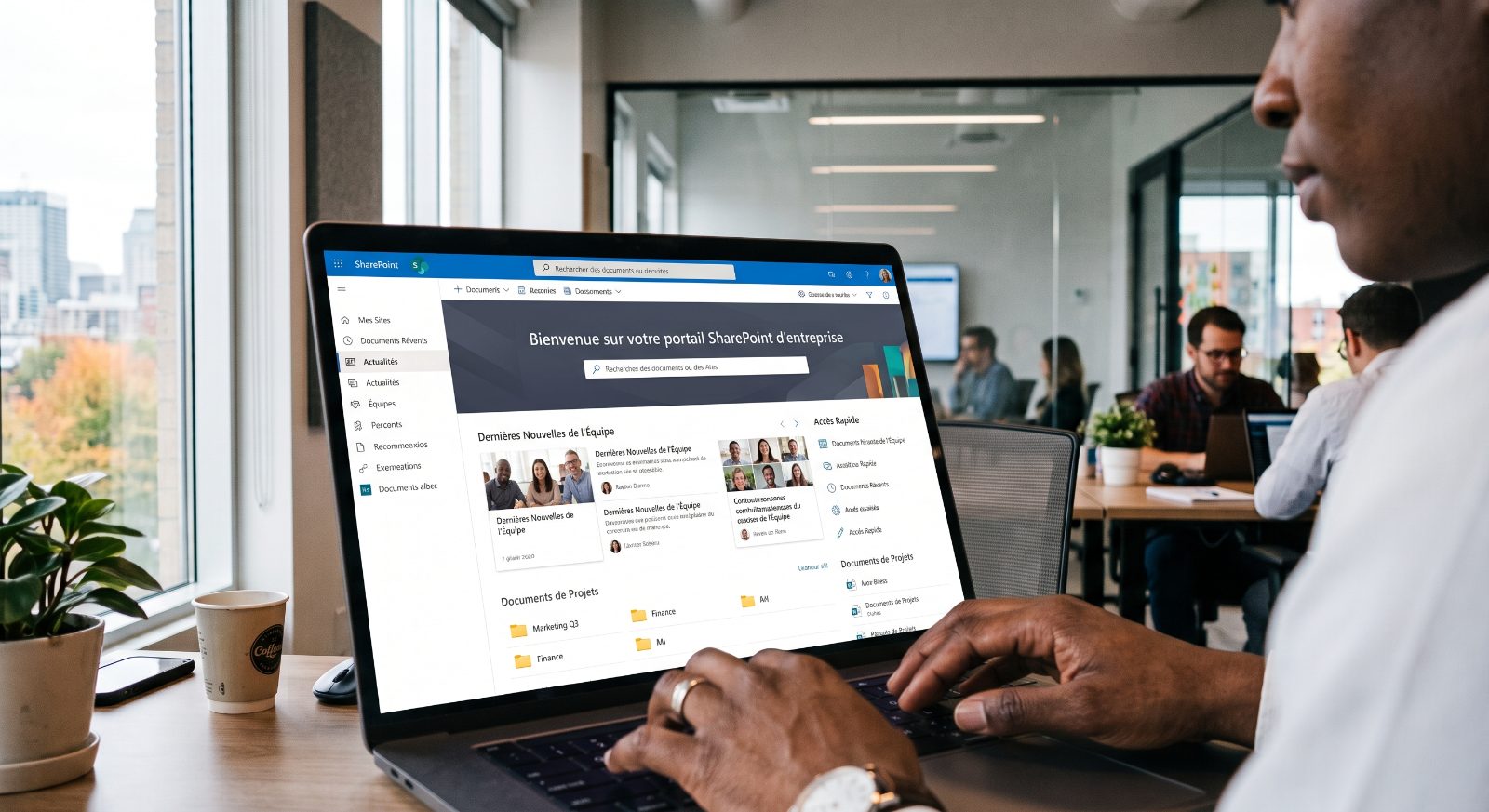 Employee using SharePoint search